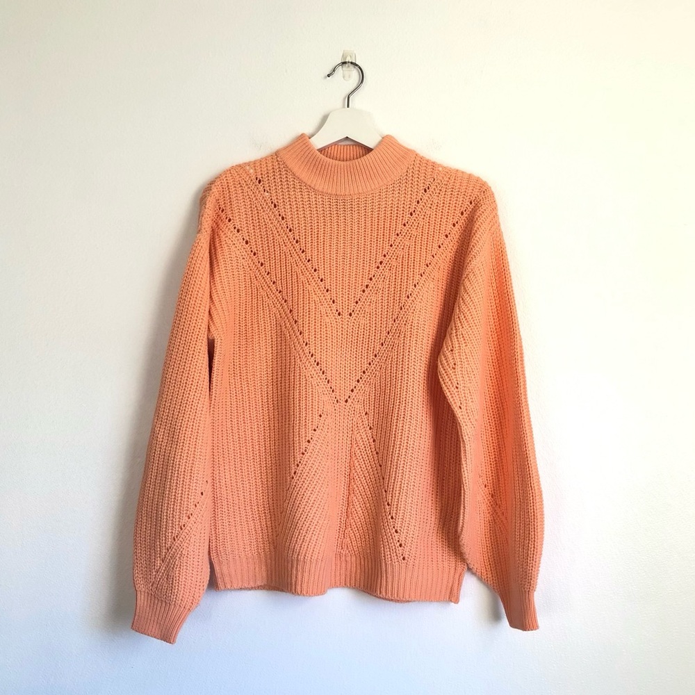 ASOS Threadbare Peach Orange Mock Neck Knit Sweater Size 6